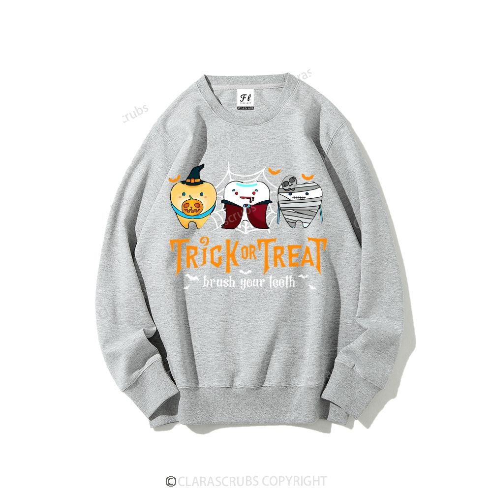 Trick Or Treat Brush Your Teeth Graphic Sweatshirt