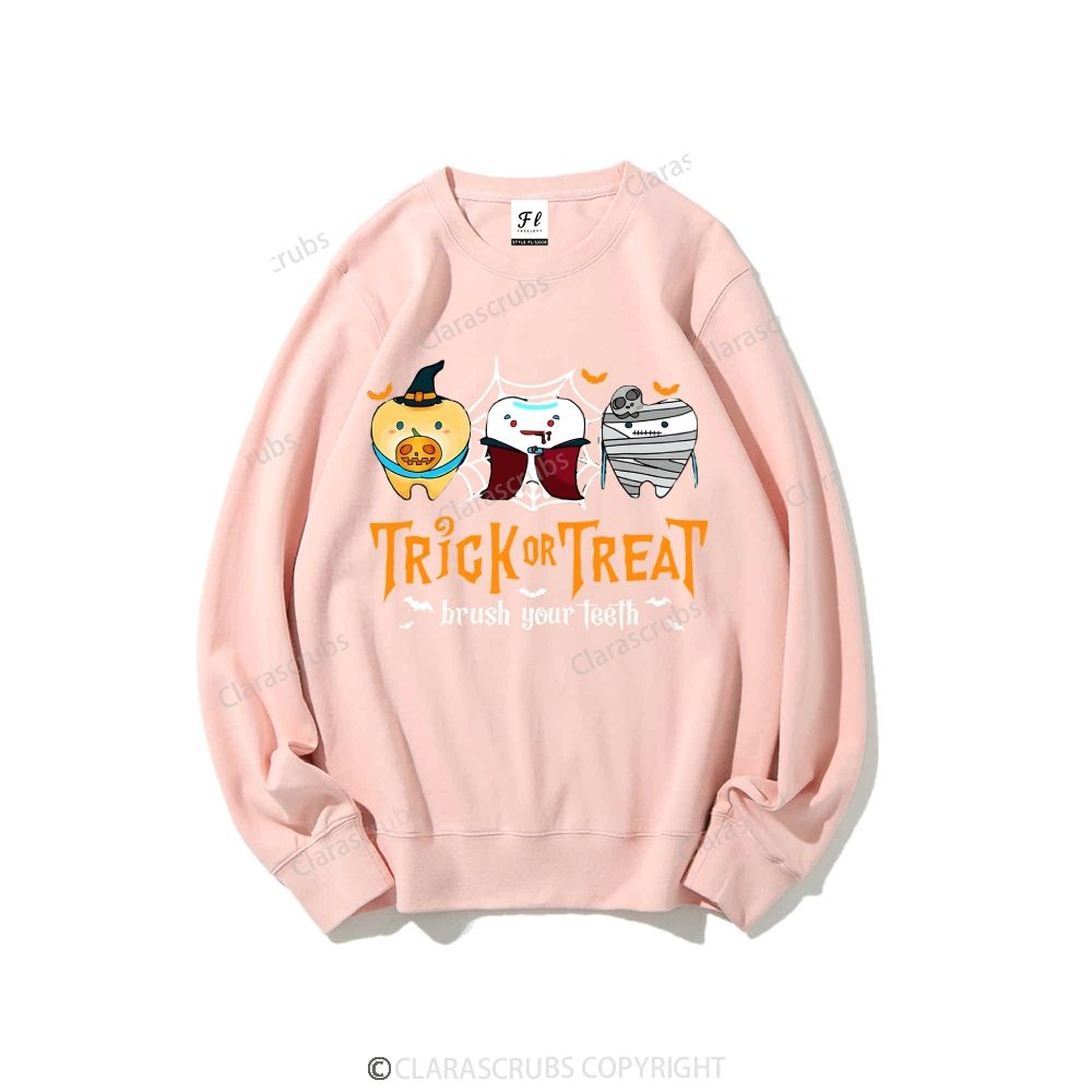 Trick Or Treat Brush Your Teeth Graphic Sweatshirt