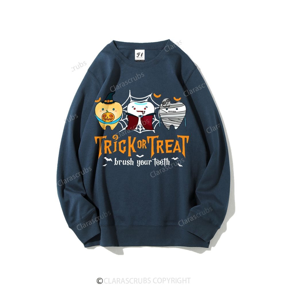 Trick Or Treat Brush Your Teeth Graphic Sweatshirt