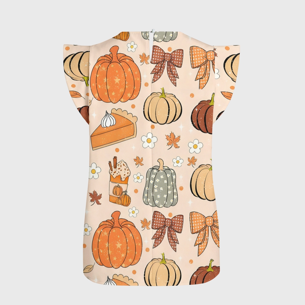 Women's Halloween Flying Sleeve Printed Scrub Top ST9199