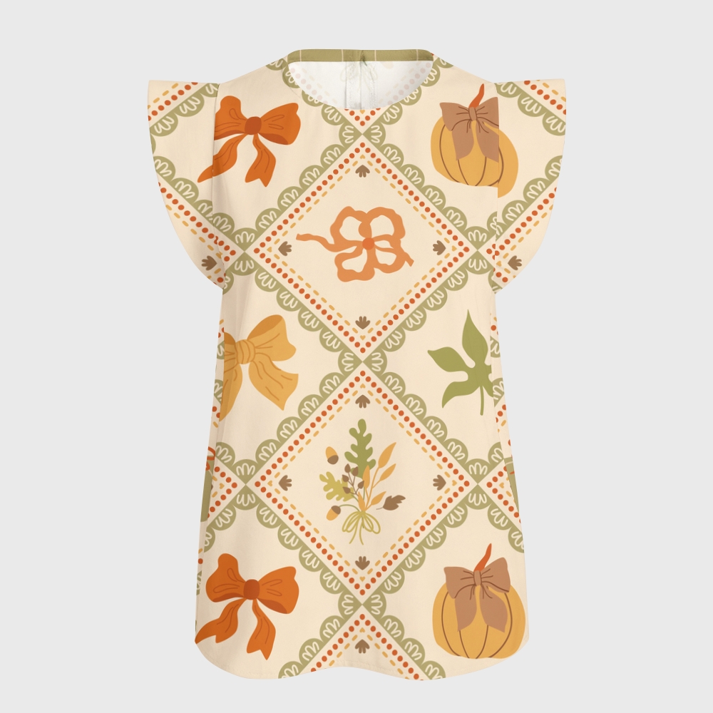 Women's Halloween Flying Sleeve Printed Scrub Top ST91910