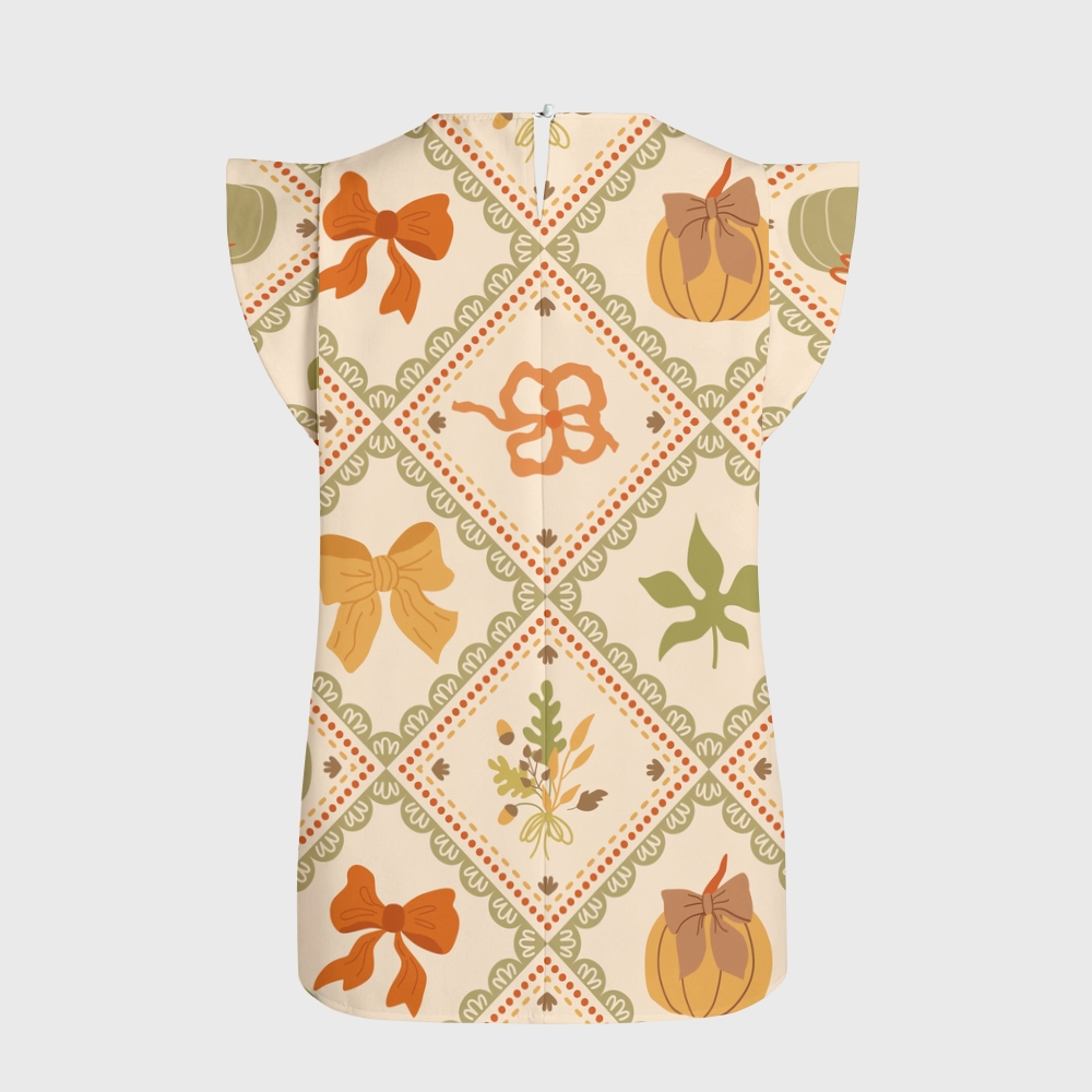 Women's Halloween Flying Sleeve Printed Scrub Top ST91910