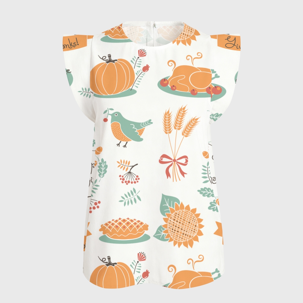 Women's Halloween Flying Sleeve Printed Scrub Top ST91911