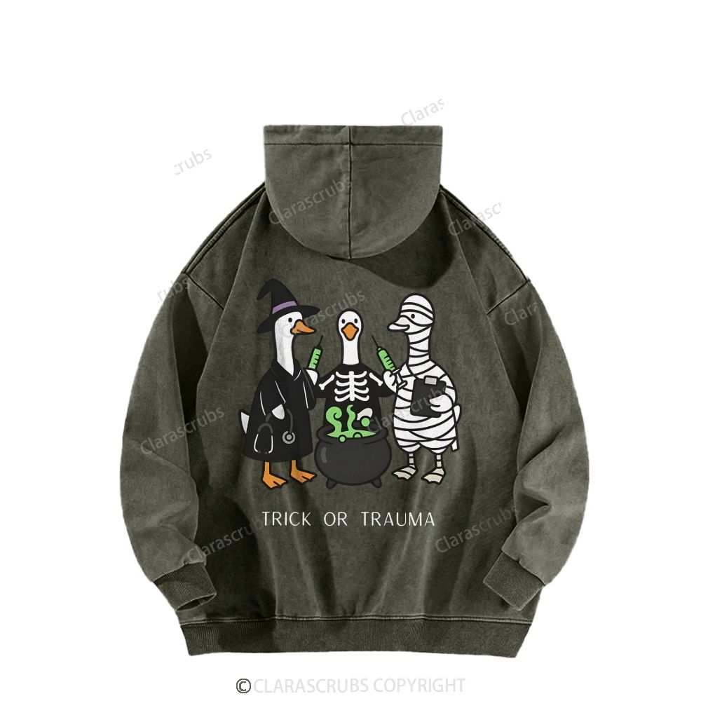 Trick Or Trauma Washed Hoodies