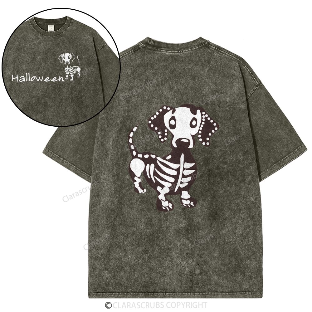 Cute Dog Halloween Washed T-shirt