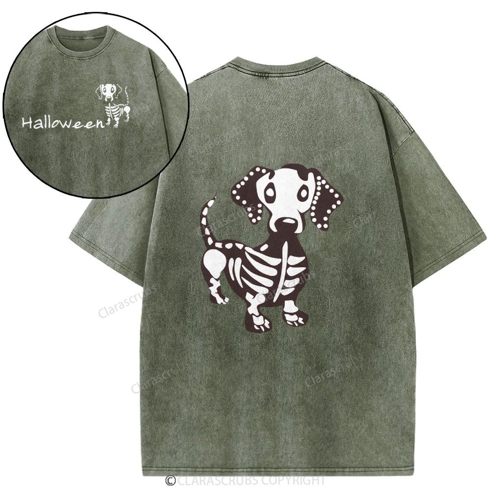 Cute Dog Halloween Washed T-shirt