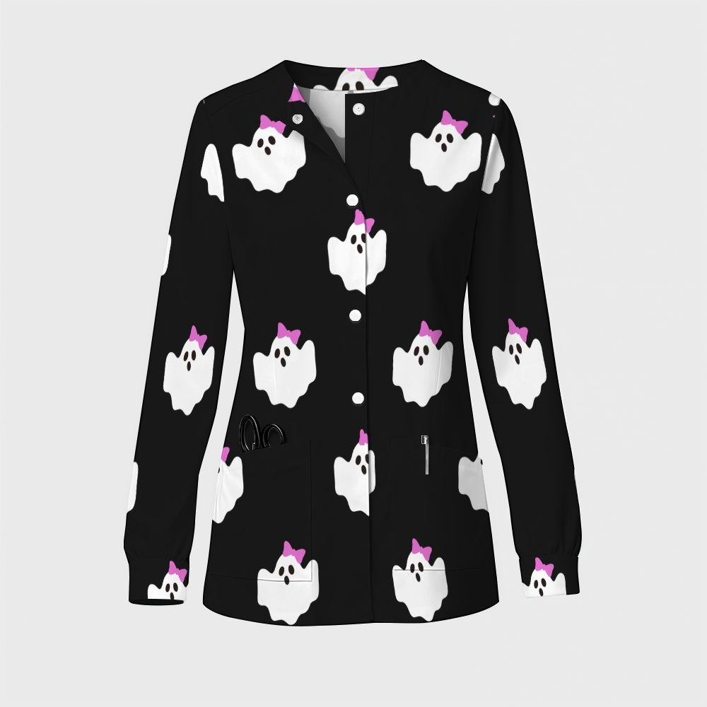 Women's Halloween Printed  Long Sleeve Jacket with Buttons SL9272