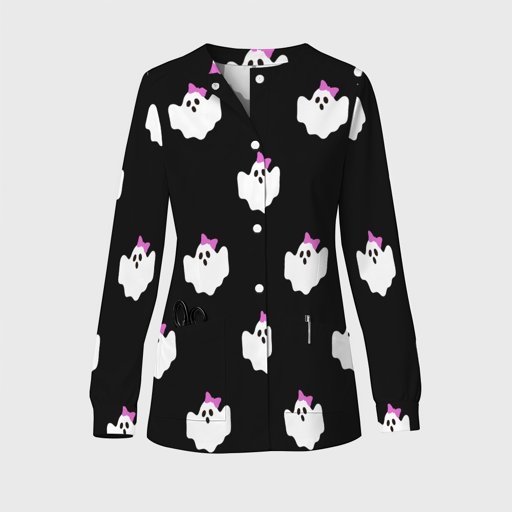 Women's Halloween Printed  Long Sleeve Jacket with Buttons SL9272