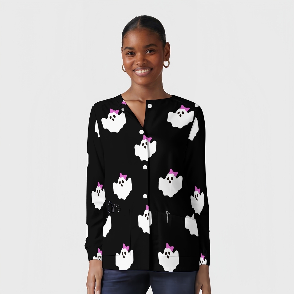 Women's Halloween Printed Long Sleeve Jacket with Buttons SL9272