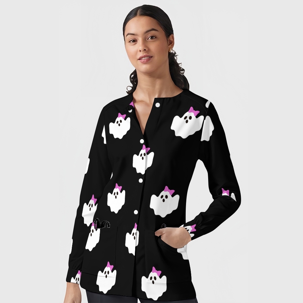 Women's Halloween Printed  Long Sleeve Jacket with Buttons SL9272