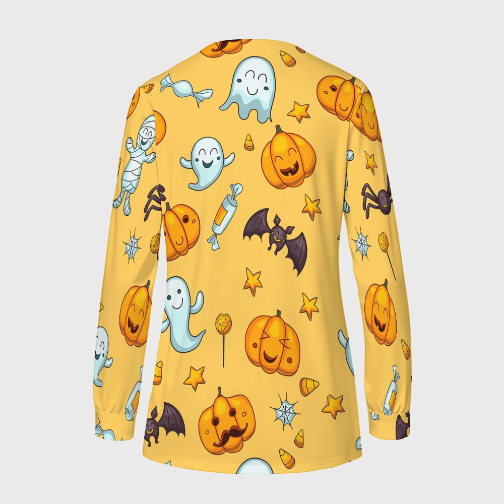 Women's Halloween Printed  Long Sleeve Jacket with Buttons SL9302