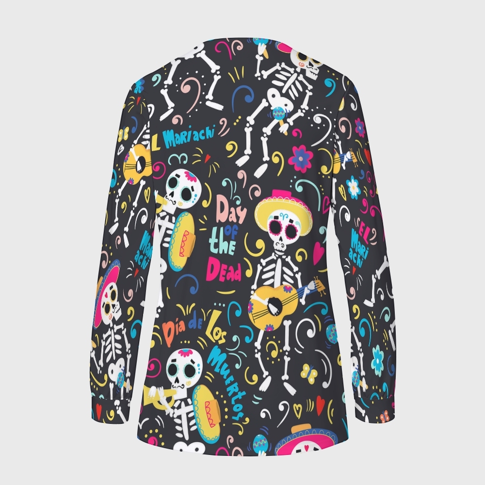 Women's Halloween Printed  Long Sleeve Jacket with Buttons SL92309