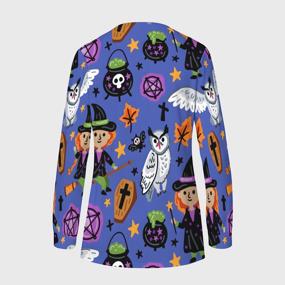 Women's Halloween Printed  Long Sleeve Jacket with Buttons SL930112