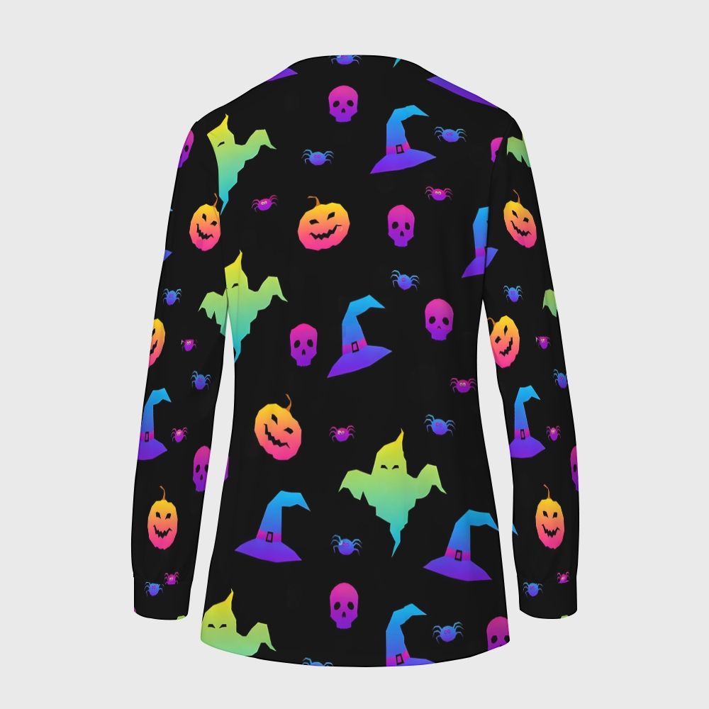 Women's Halloween Printed  Long Sleeve Jacket with Buttons SL93013