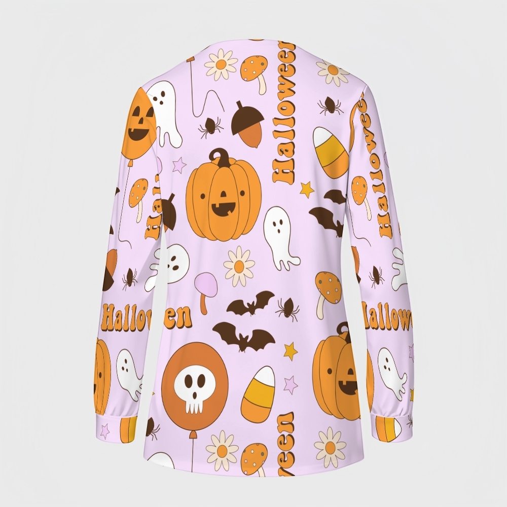 Women's Halloween Printed  Long Sleeve Jacket with Buttons SL93022