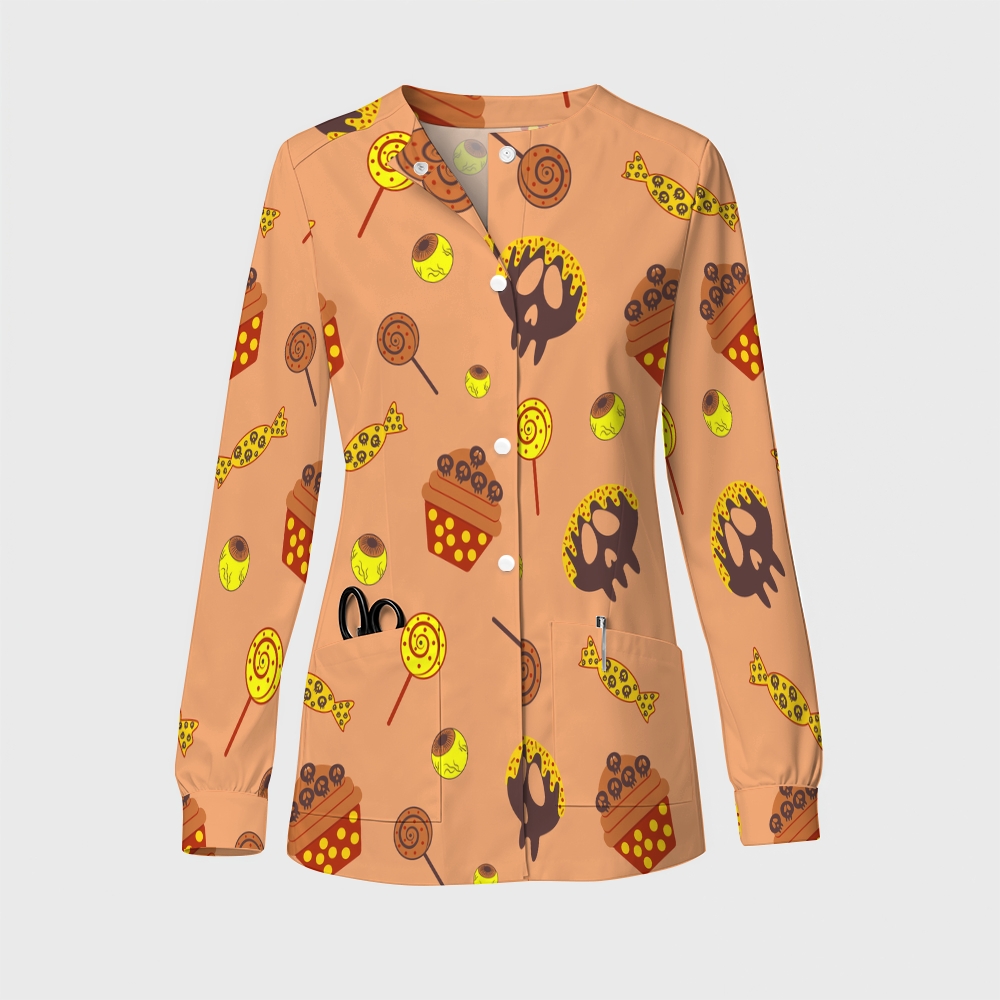 Women's Halloween Printed  Long Sleeve Jacket with Buttons SL93024