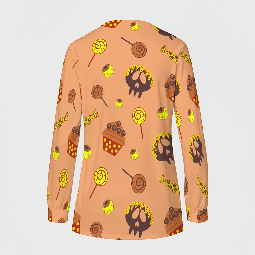 Women's Halloween Printed  Long Sleeve Jacket with Buttons SL93024