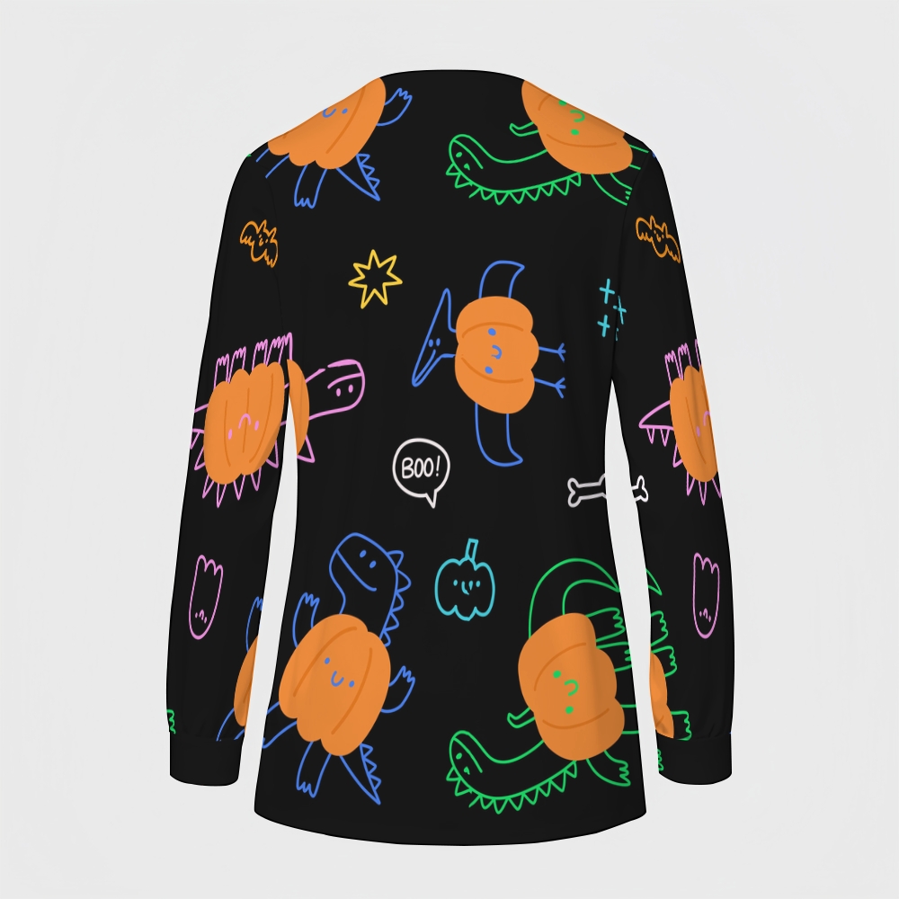 Women's Halloween Printed  Long Sleeve Jacket with Buttons SL93032