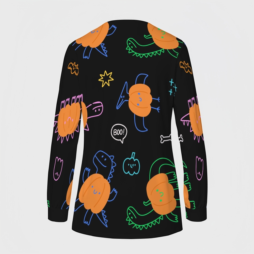 Women's Halloween Printed  Long Sleeve Jacket with Buttons SL93032