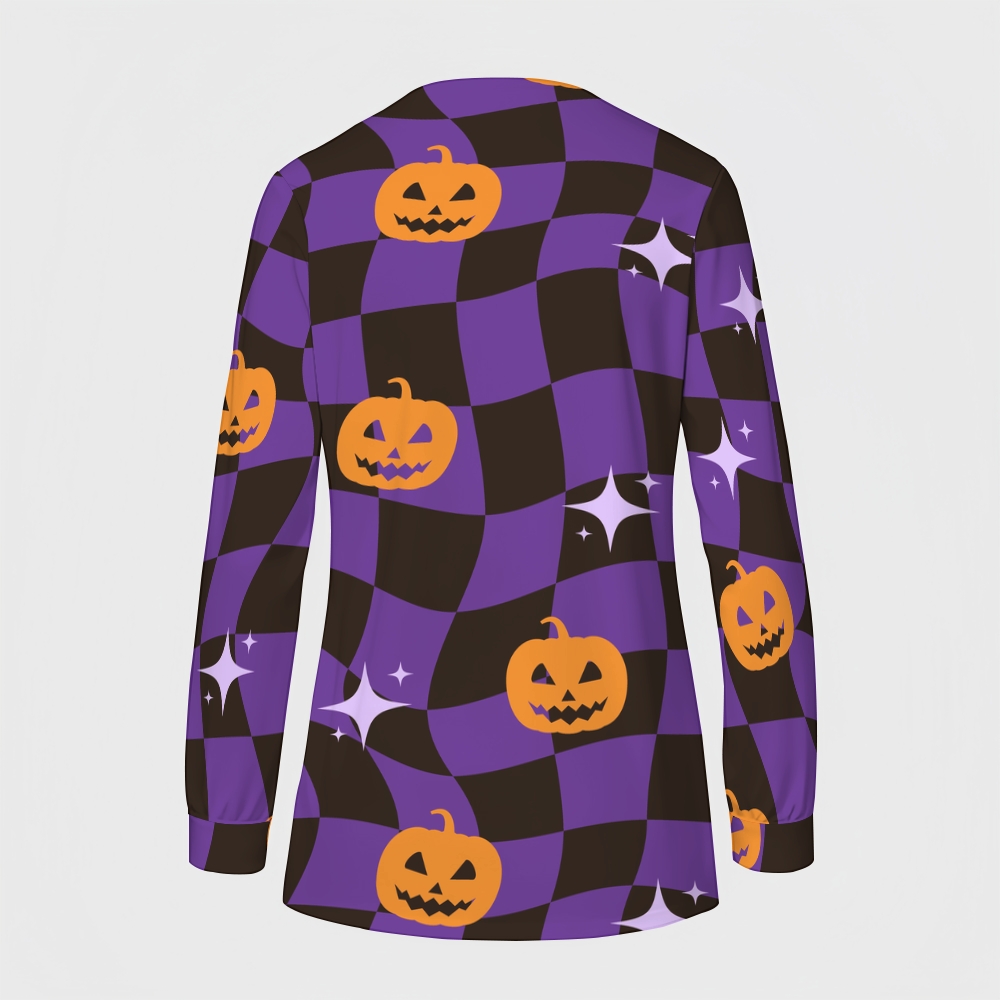 Women's Halloween Printed  Long Sleeve Jacket with Buttons SL93036