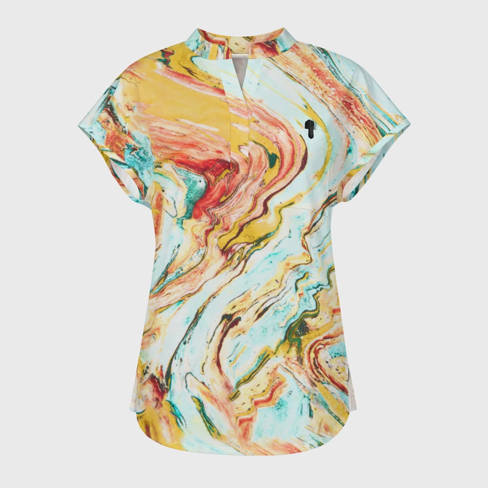 Women's Golden Brilliance Stand Collar Scrub Top