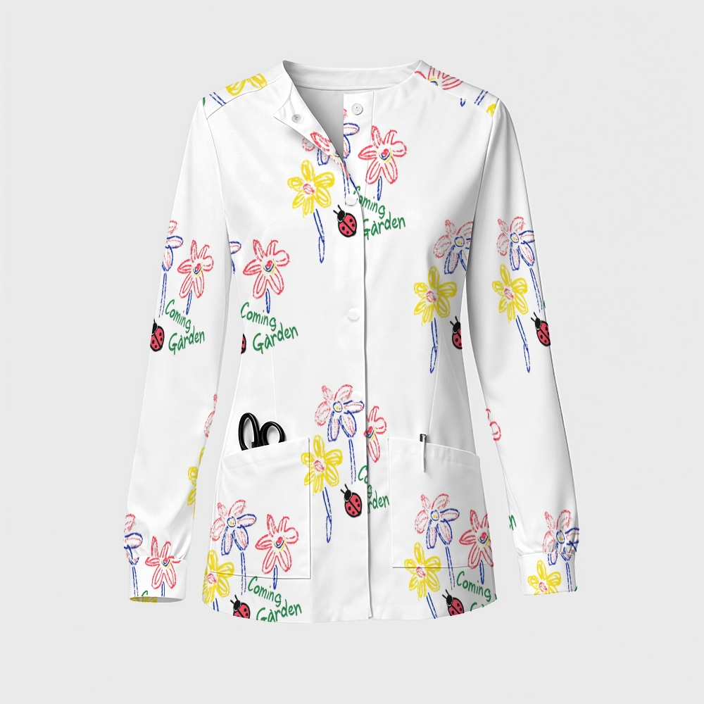 Women's Cartoon Series Printed  Long Sleeve Jacket with Buttons SK10145