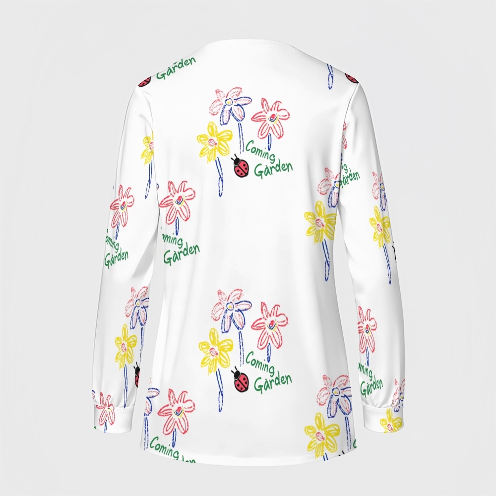 Women's Cartoon Series Printed  Long Sleeve Jacket with Buttons SK10145