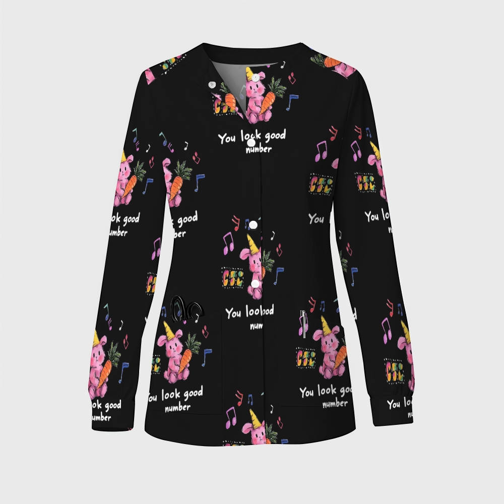 Women's Cartoon Series Printed  Long Sleeve Jacket with Buttons SK10147