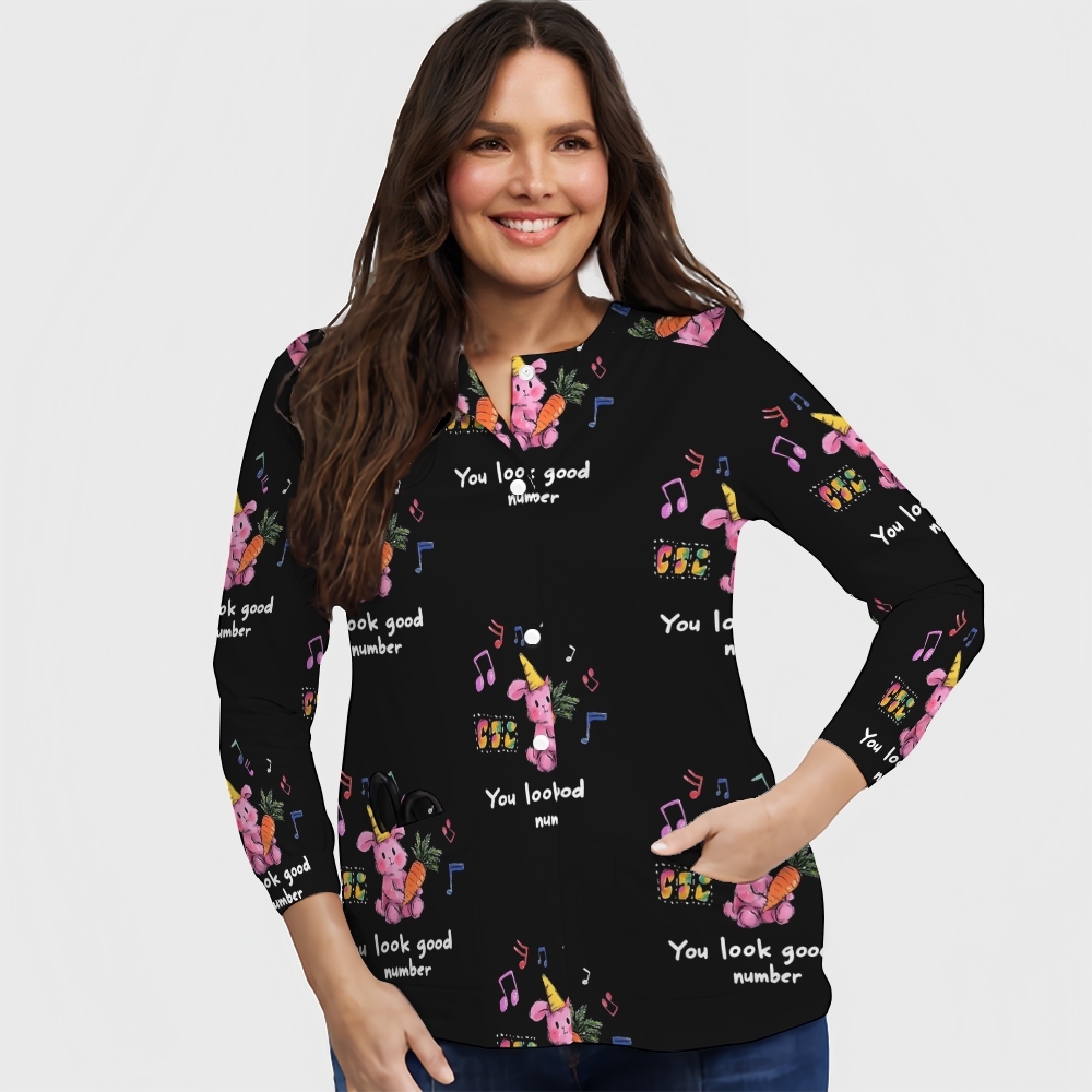 Women's Cartoon Series Printed  Long Sleeve Jacket with Buttons SK10147