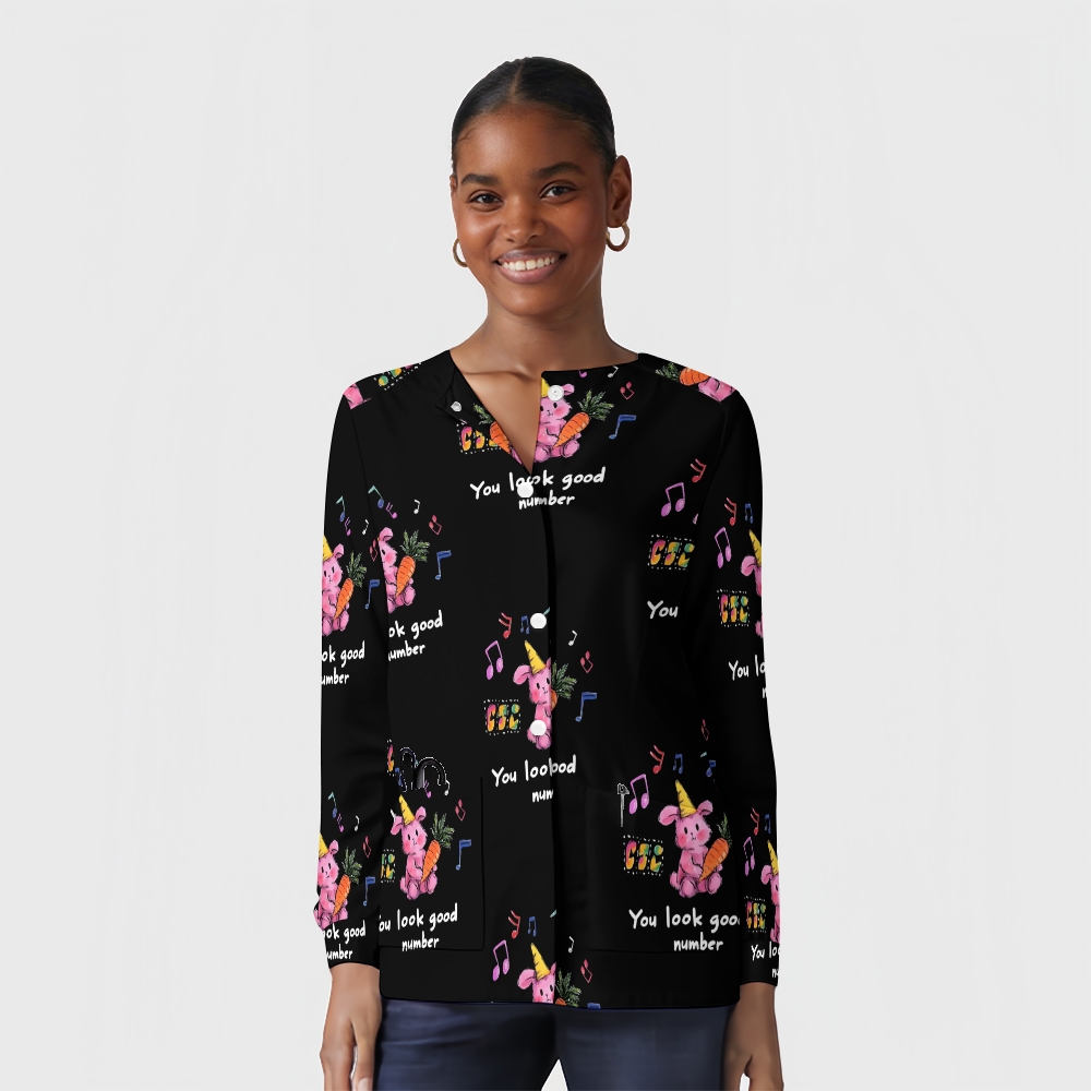 Women's Cartoon Series Printed  Long Sleeve Jacket with Buttons SK10147