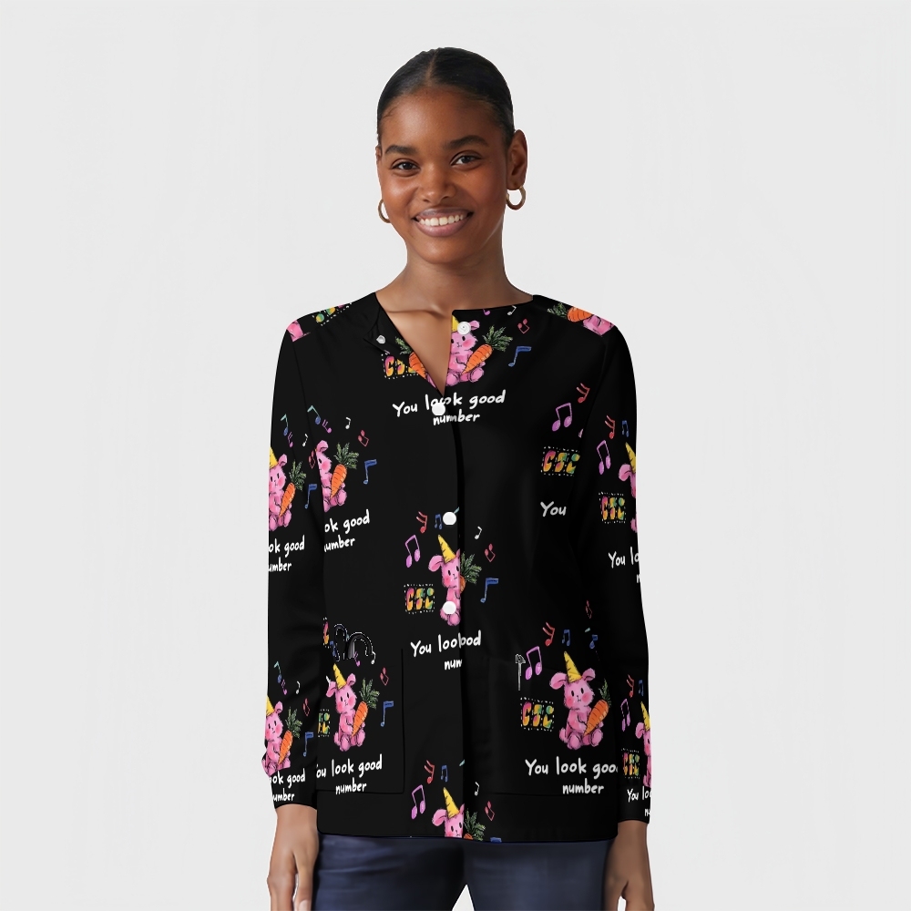 Women's Cartoon Series Printed  Long Sleeve Jacket with Buttons SK10147