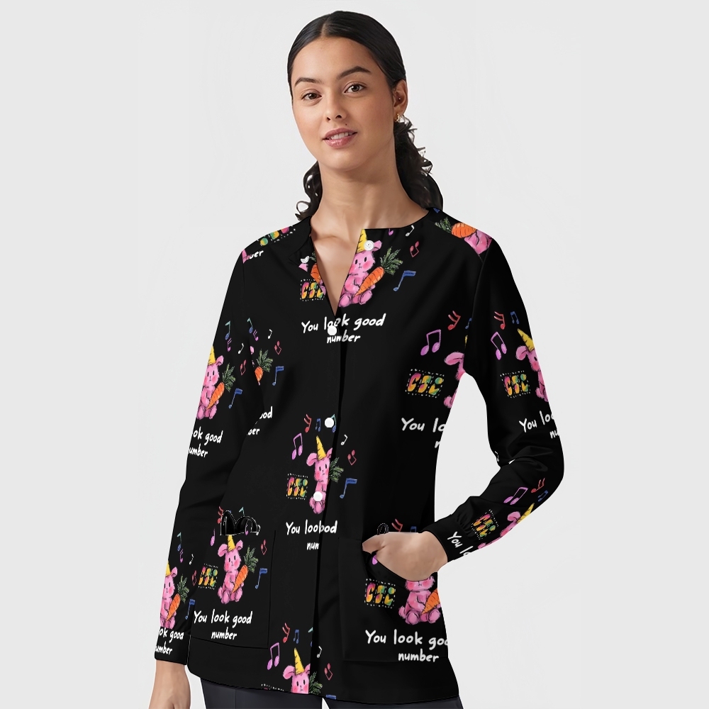 Women's Cartoon Series Printed Long Sleeve Jacket with Buttons SK10147