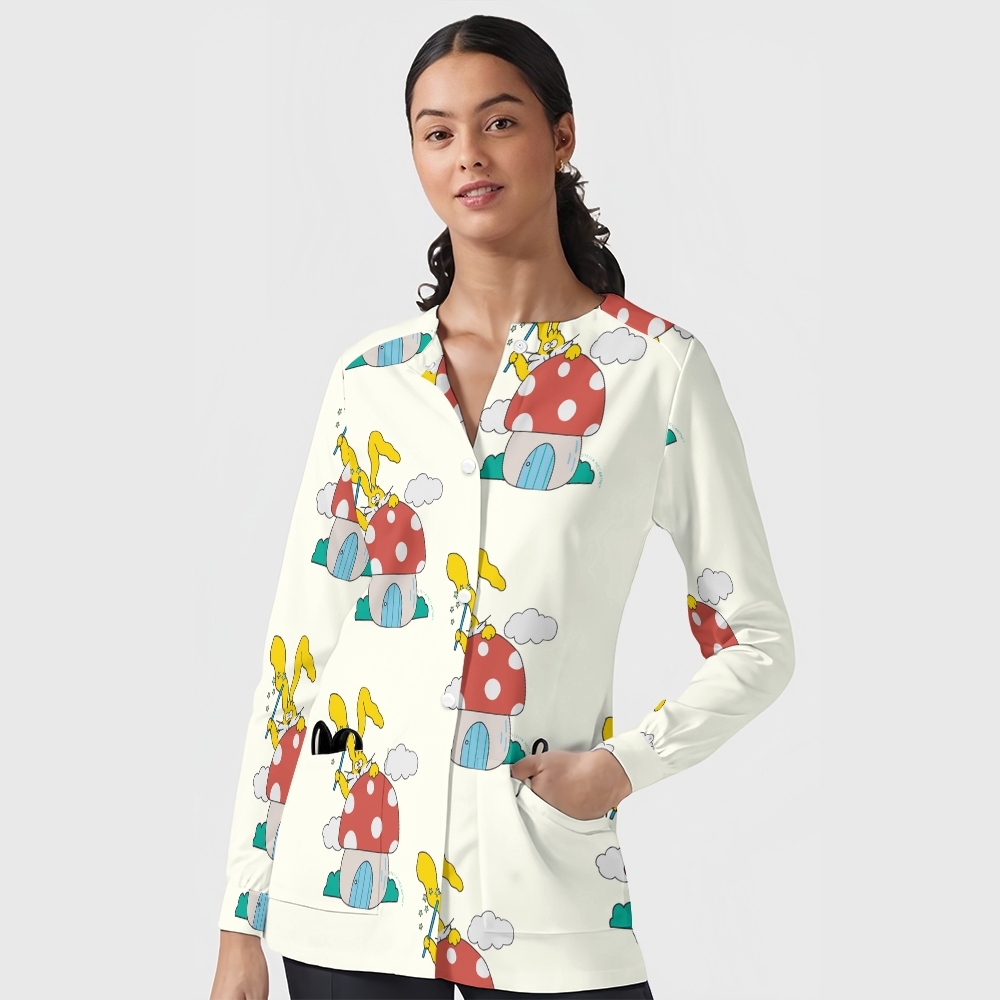 Women's Cartoon Series Printed  Long Sleeve Jacket with Buttons SK101412