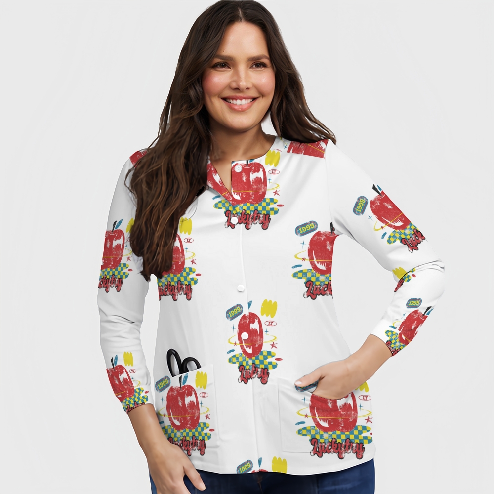 Women's Cartoon Series Printed Long Sleeve Jacket with Buttons SK101410