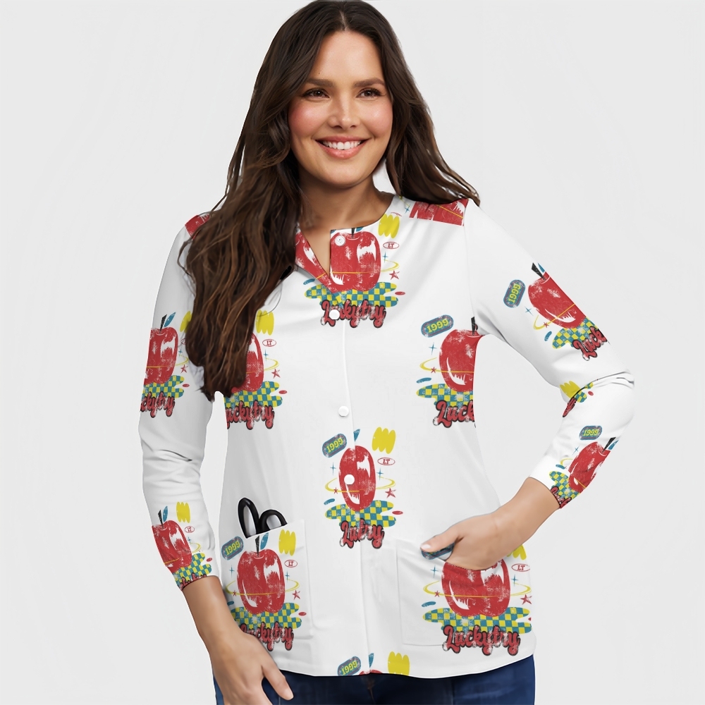 Women's Cartoon Series Printed Long Sleeve Jacket with Buttons SK101410