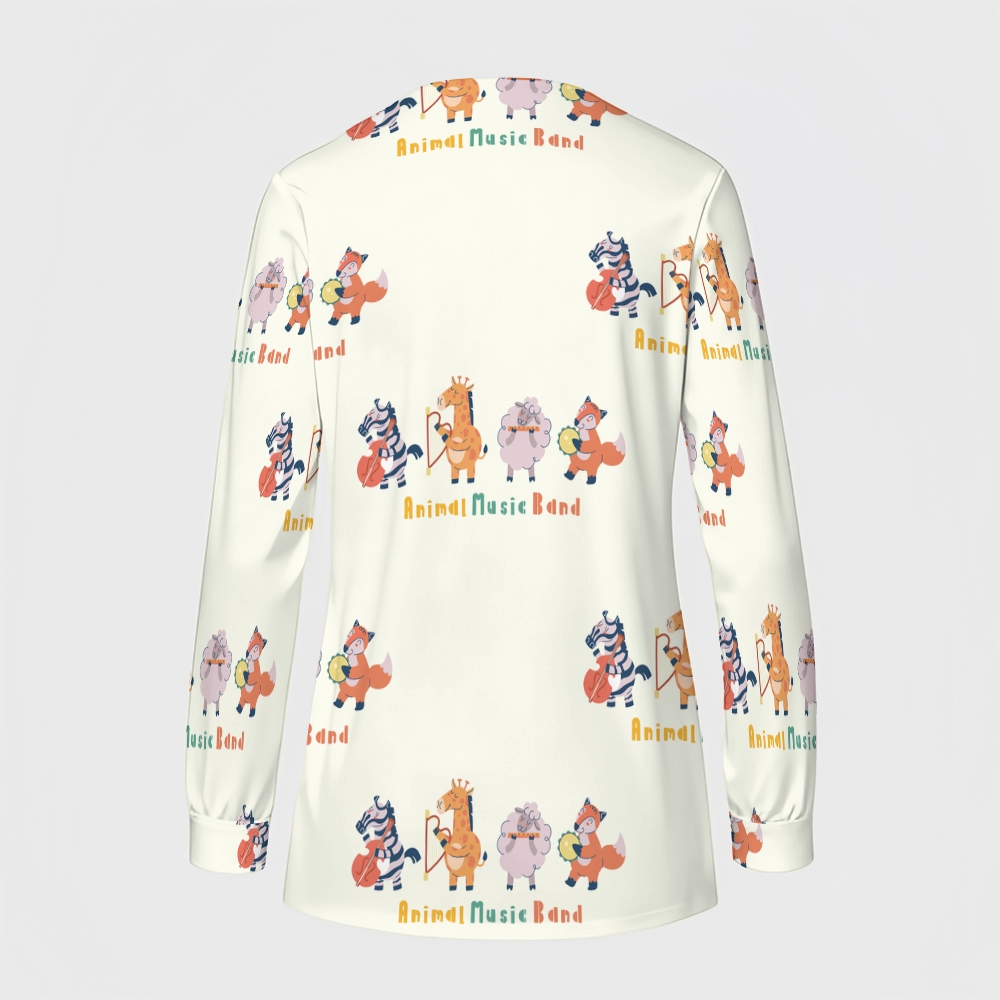 Women's Cartoon Series Printed  Long Sleeve Jacket with Buttons SK10148