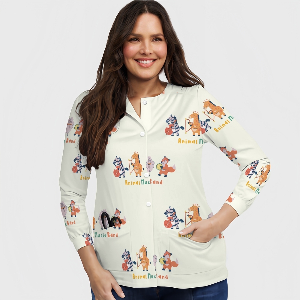 Women's Cartoon Series Printed  Long Sleeve Jacket with Buttons SK10148