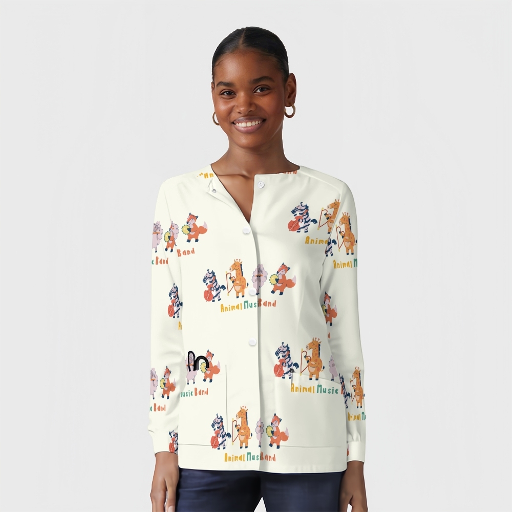 Women's Cartoon Series Printed Long Sleeve Jacket with Buttons SK10148