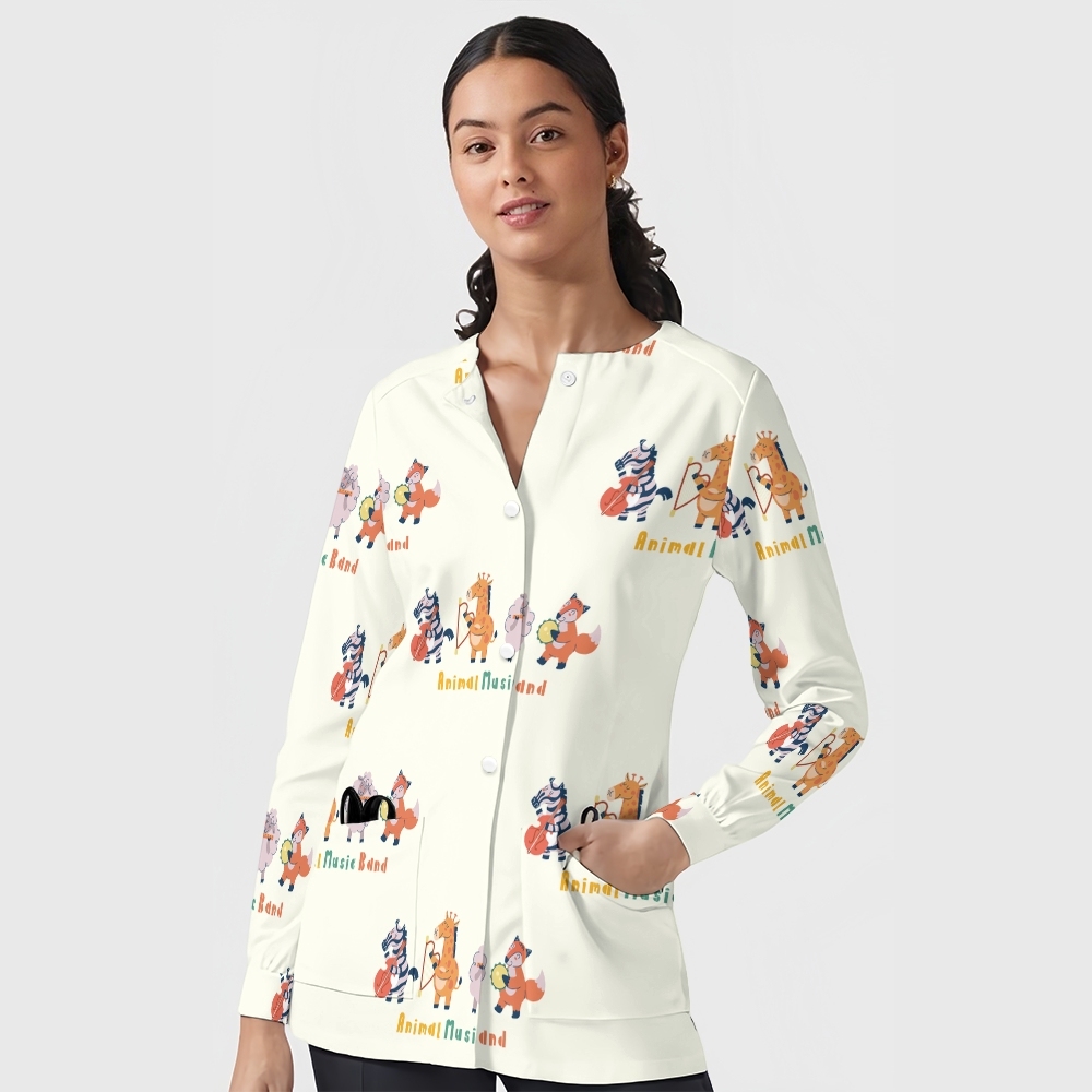 Women's Cartoon Series Printed  Long Sleeve Jacket with Buttons SK10148