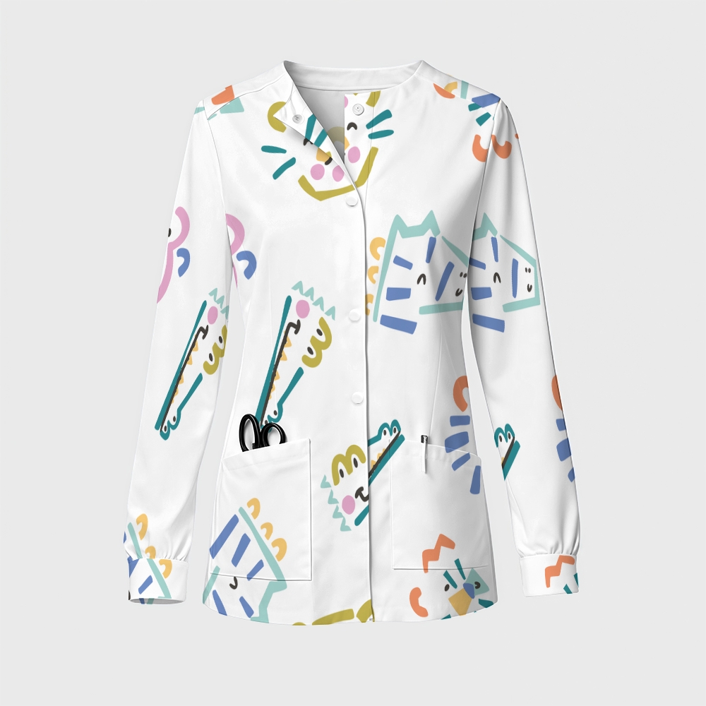 Women's Cartoon Series Printed  Long Sleeve Jacket with Buttons SK10146