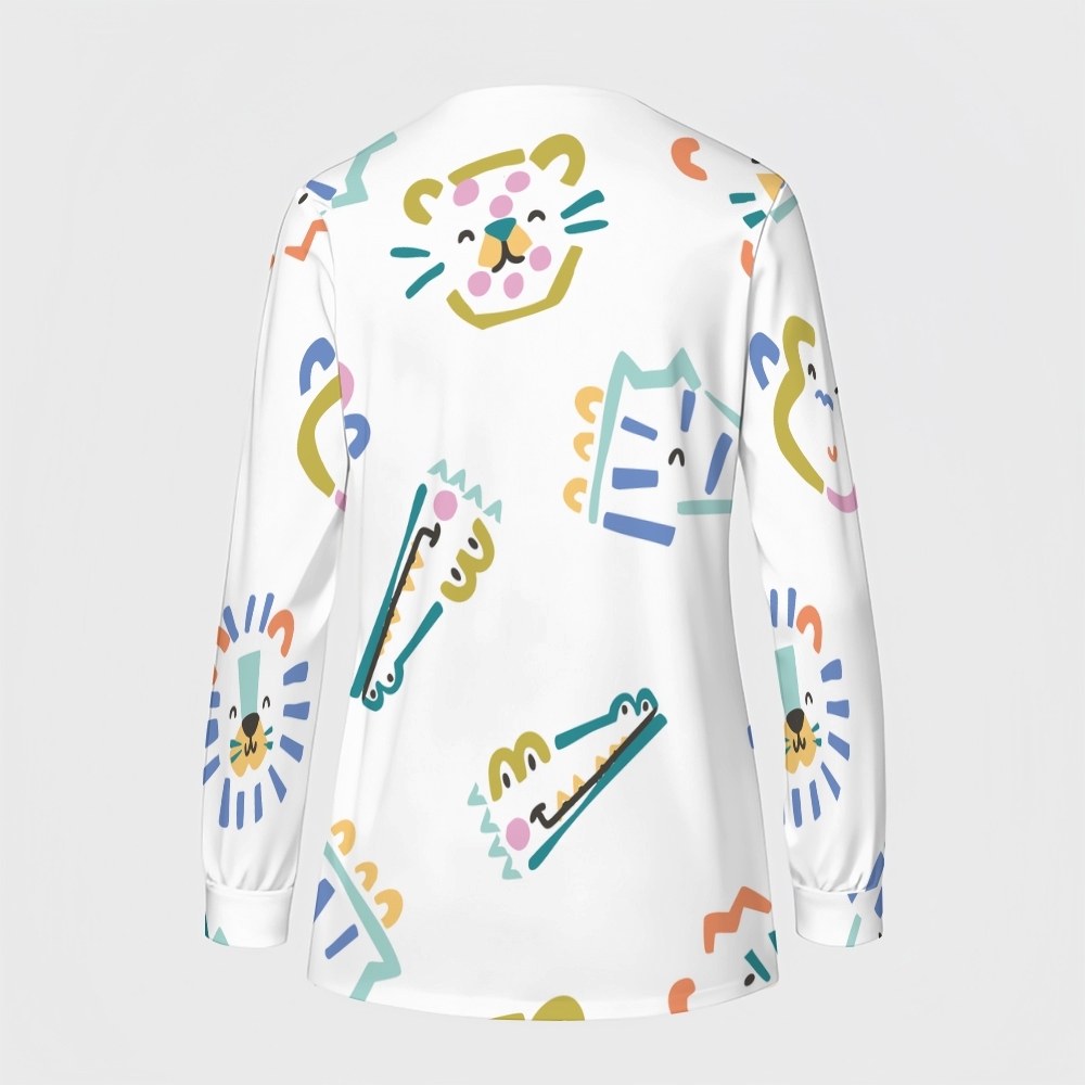 Women's Cartoon Series Printed  Long Sleeve Jacket with Buttons SK10146