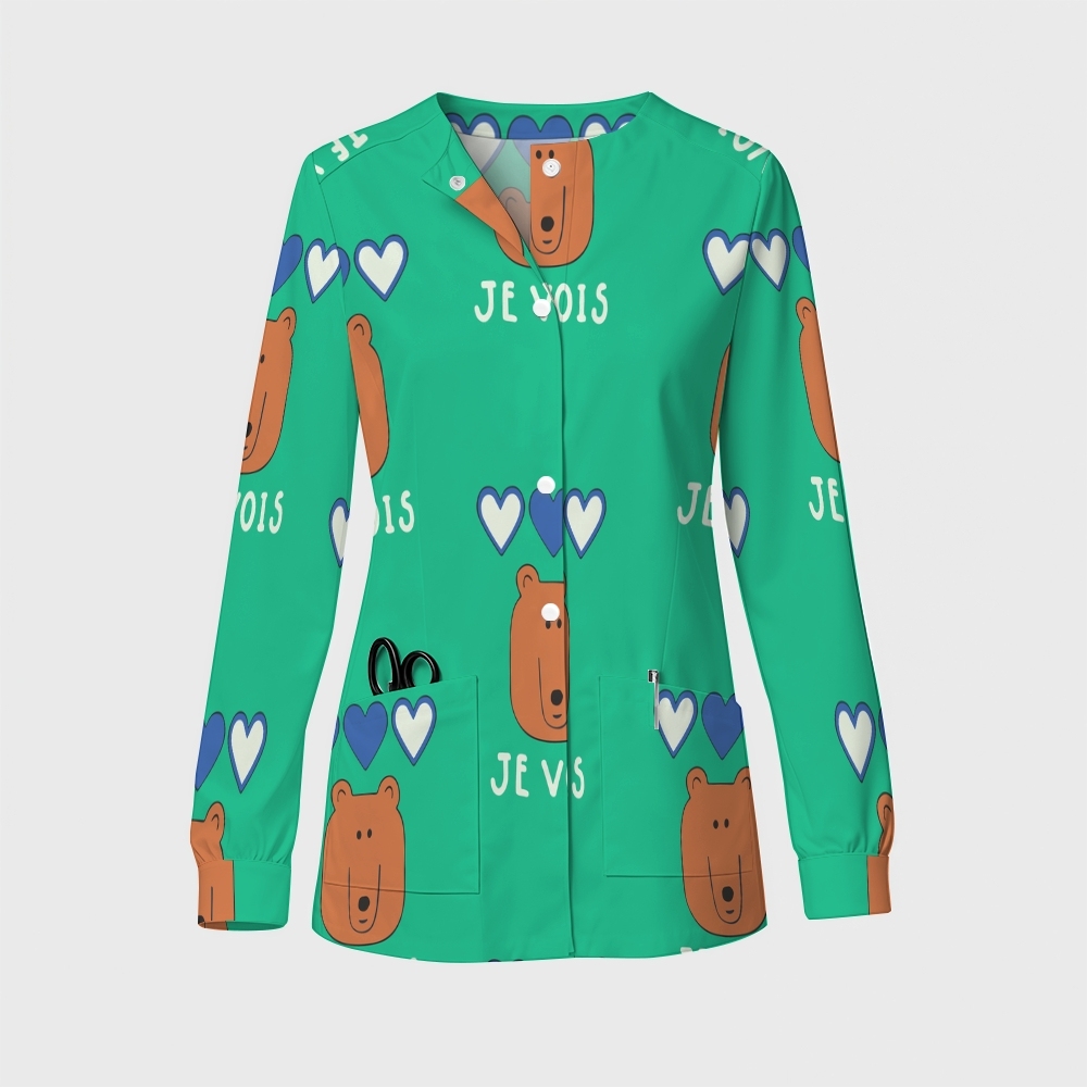 Women's Cartoon Series Printed  Long Sleeve Jacket with Buttons SK101411