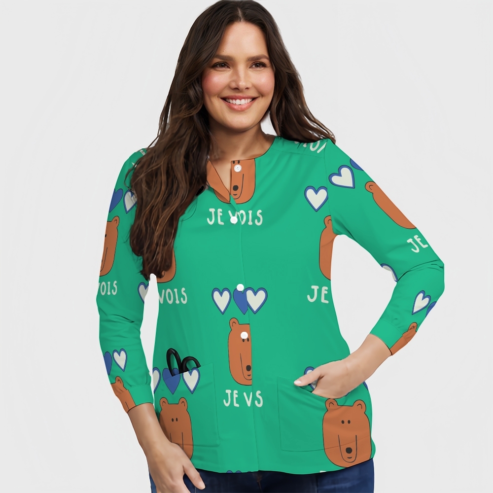 Women's Cartoon Series Printed  Long Sleeve Jacket with Buttons SK101411