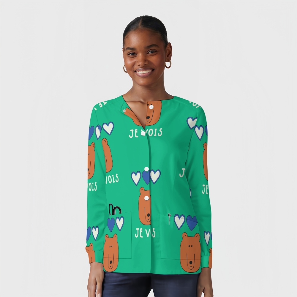 Women's Cartoon Series Printed  Long Sleeve Jacket with Buttons SK101411