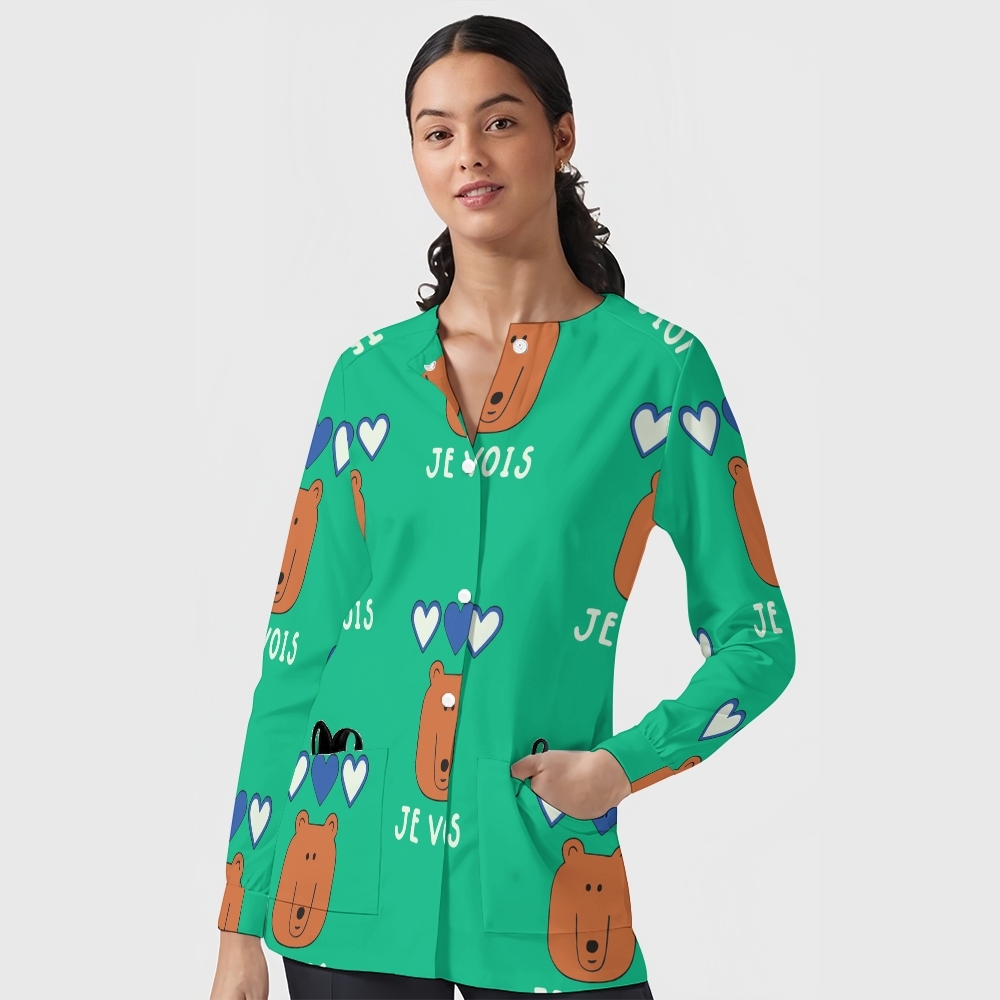 Women's Cartoon Series Printed Long Sleeve Jacket with Buttons SK101411