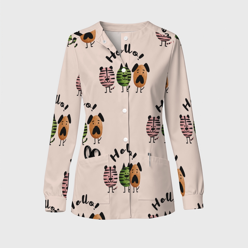Women's Cartoon Series Printed  Long Sleeve Jacket with Buttons SK10144