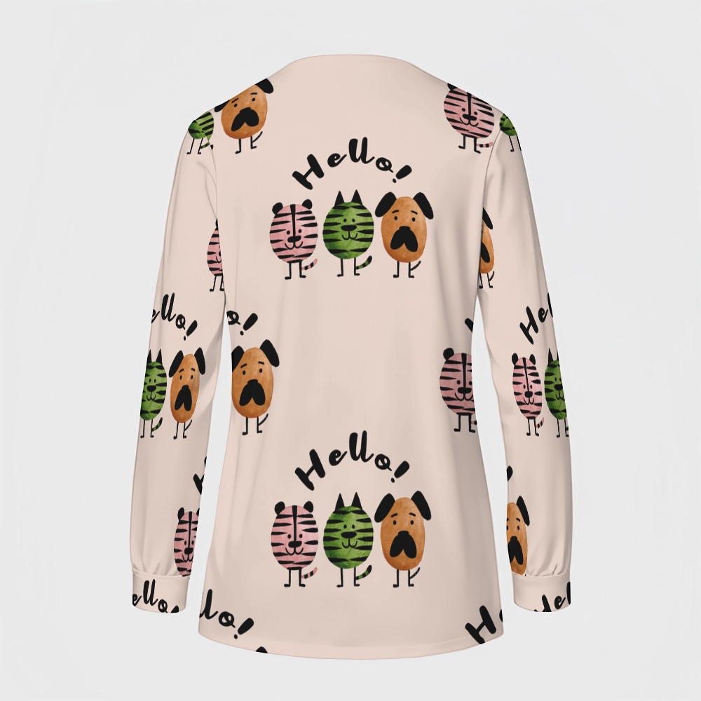 Women's Cartoon Series Printed  Long Sleeve Jacket with Buttons SK10144