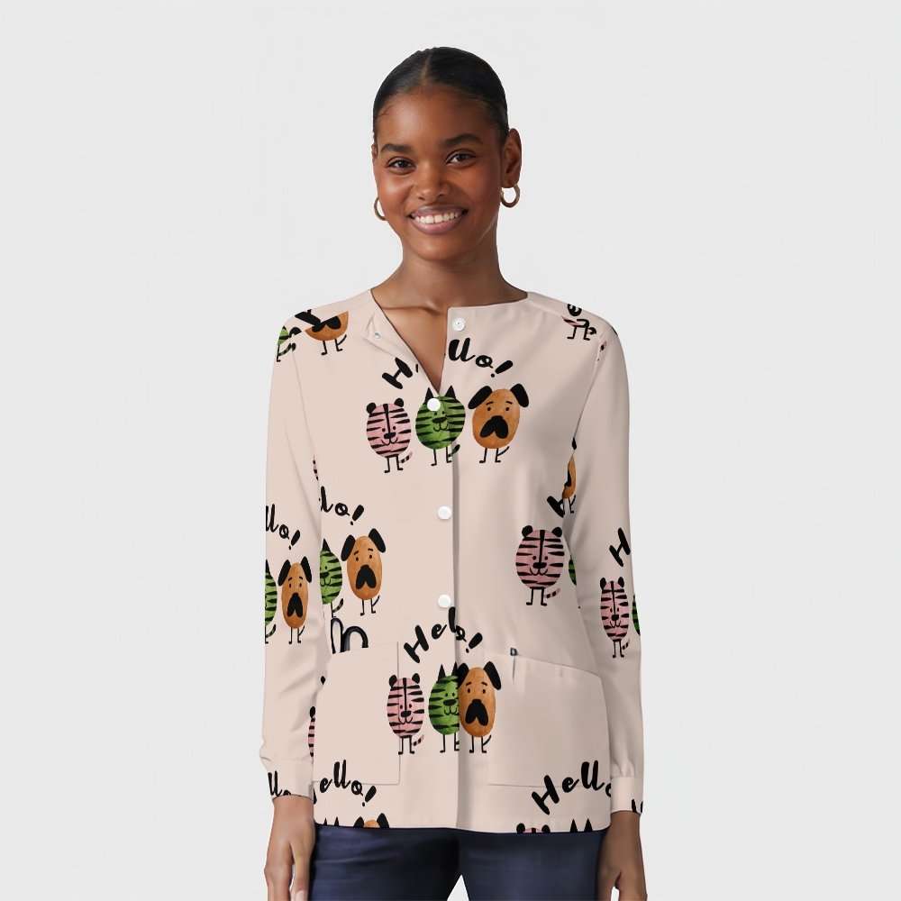 Women's Cartoon Series Printed Long Sleeve Jacket with Buttons SK10144