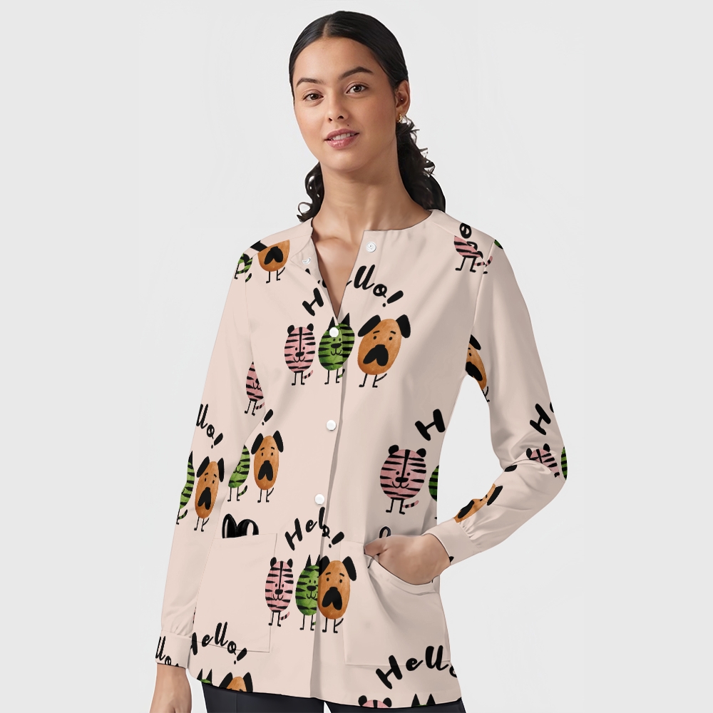 Women's Cartoon Series Printed  Long Sleeve Jacket with Buttons SK10144