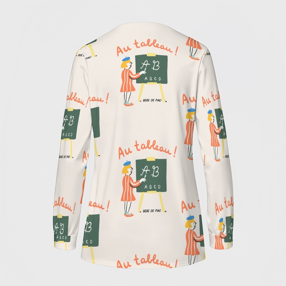 Women's Cartoon Series Printed  Long Sleeve Jacket with Buttons SK10143